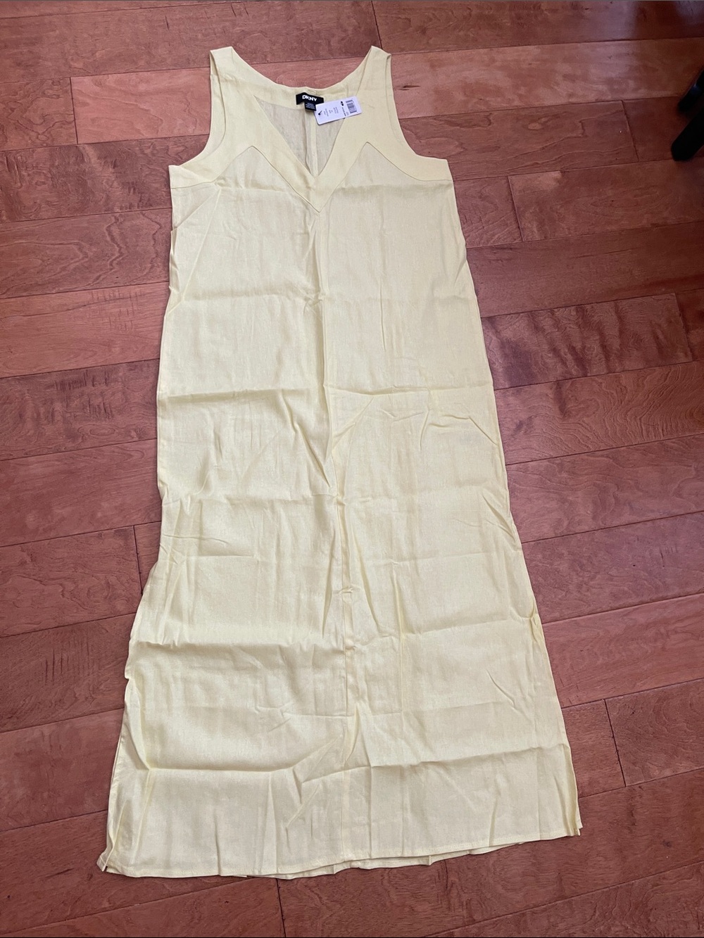 NWT DKNY Yellow Sleeveless V-Neck Maxi Dress